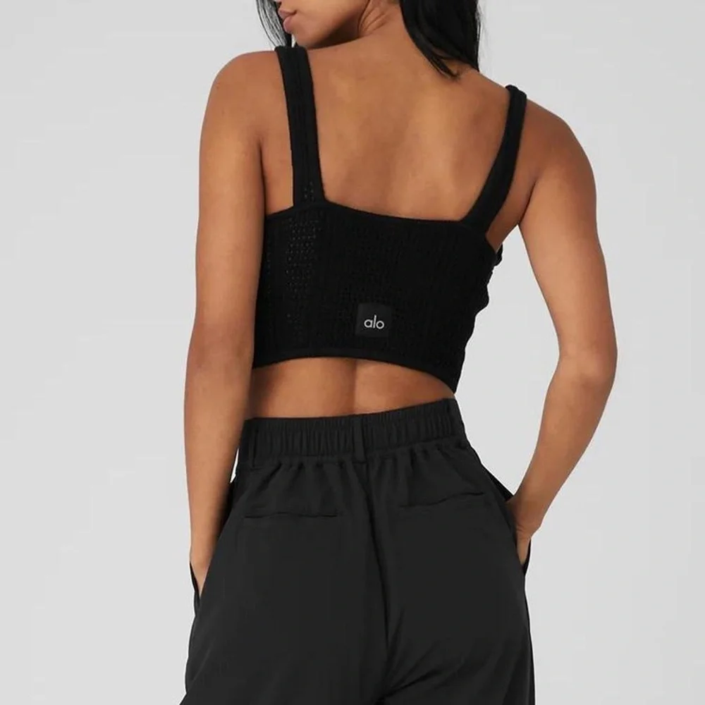 ALO yoga open knit chase the sun corset tank black - Picture 3 of 7